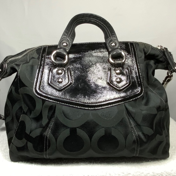Coach Signature Black Madison Audrey Satchel Shoulder Tote - Picture 3 of 16